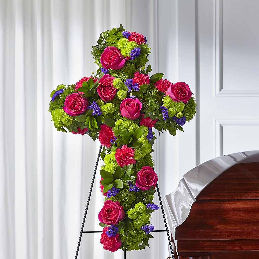 Tribute Rose Floral Cross – BUEHLER'S FLORAL, Wooster OH