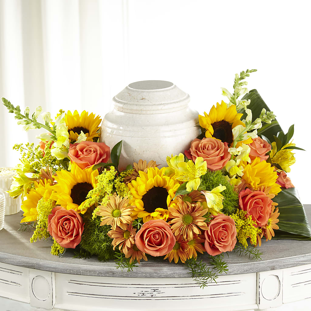 Faithful Sunflower Cremation Adornment – BUEHLER'S FLORAL, Wooster OH