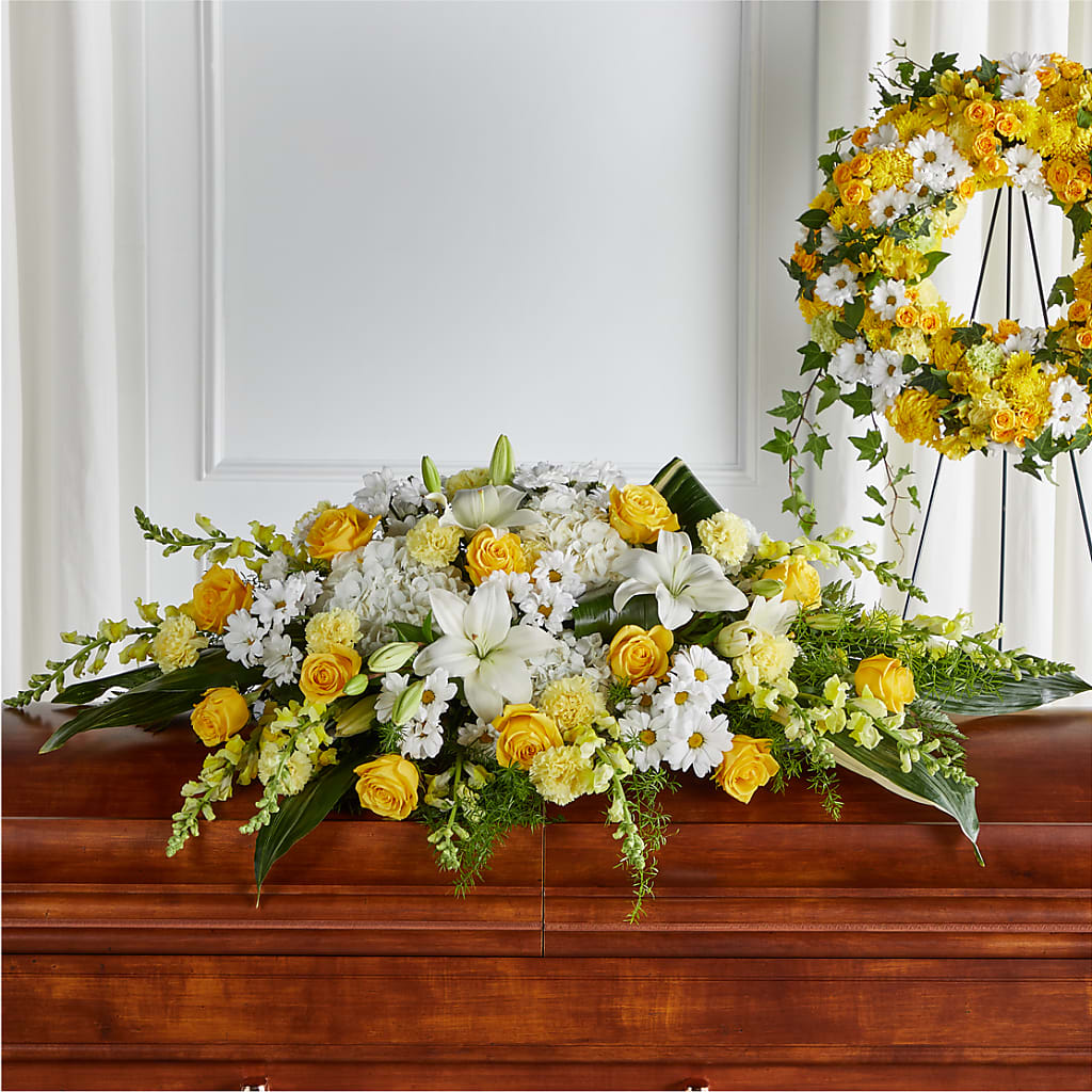Golden Harmony Casket Spray – BUEHLER'S FLORAL, Wooster OH