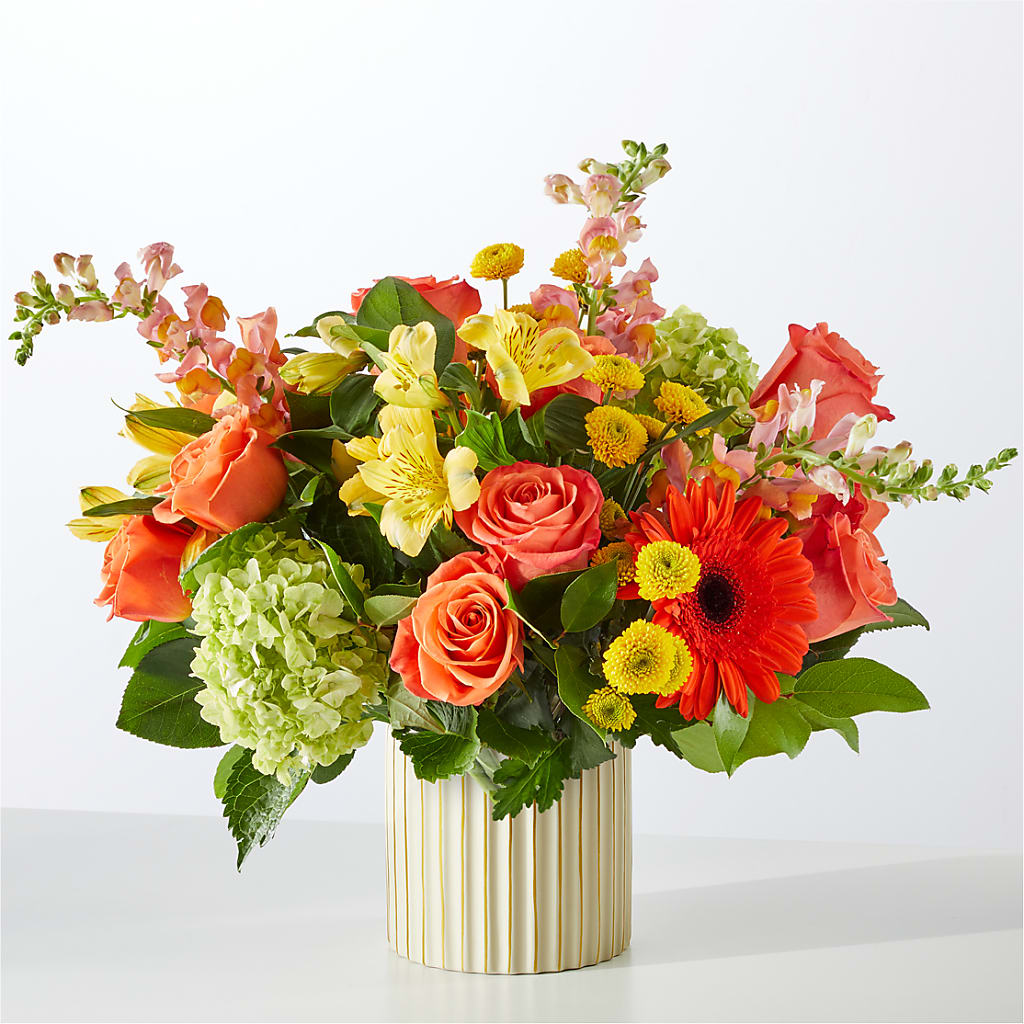 Autumn Sunshine Bouquet with Ivory Vase – BUEHLER'S FLORAL, Wooster OH