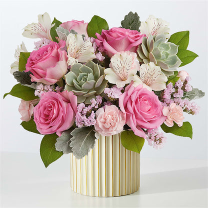 Dusty Rose Bouquet with Ivory Vase – BUEHLER'S FLORAL, Wooster OH
