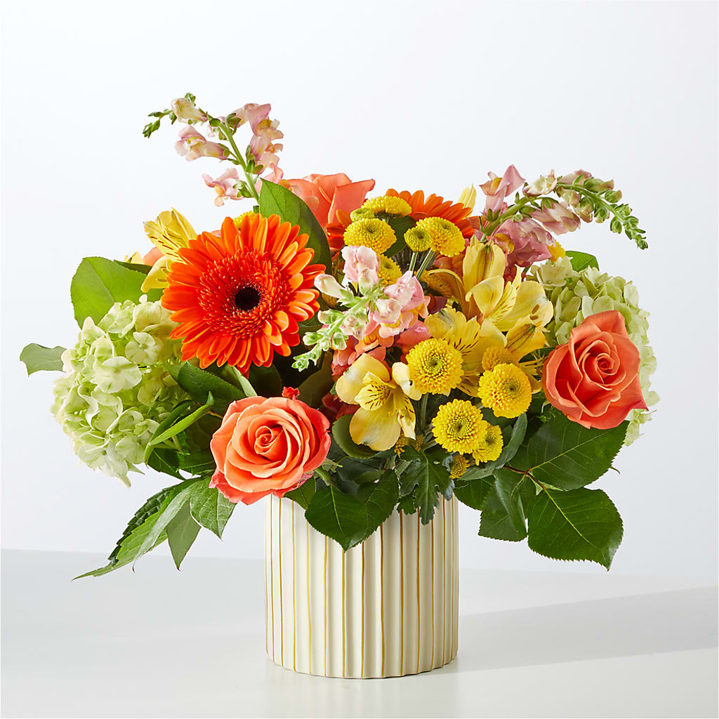 Autumn Sunshine Bouquet with Ivory Vase – BUEHLER'S FLORAL, Wooster OH