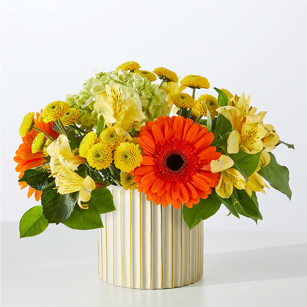 Autumn Sunshine Bouquet with Ivory Vase – BUEHLER'S FLORAL, Wooster OH